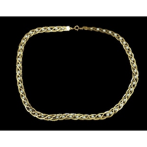 Vintage Avon Braided Gold Tone Faux Pearl Beaded Necklace