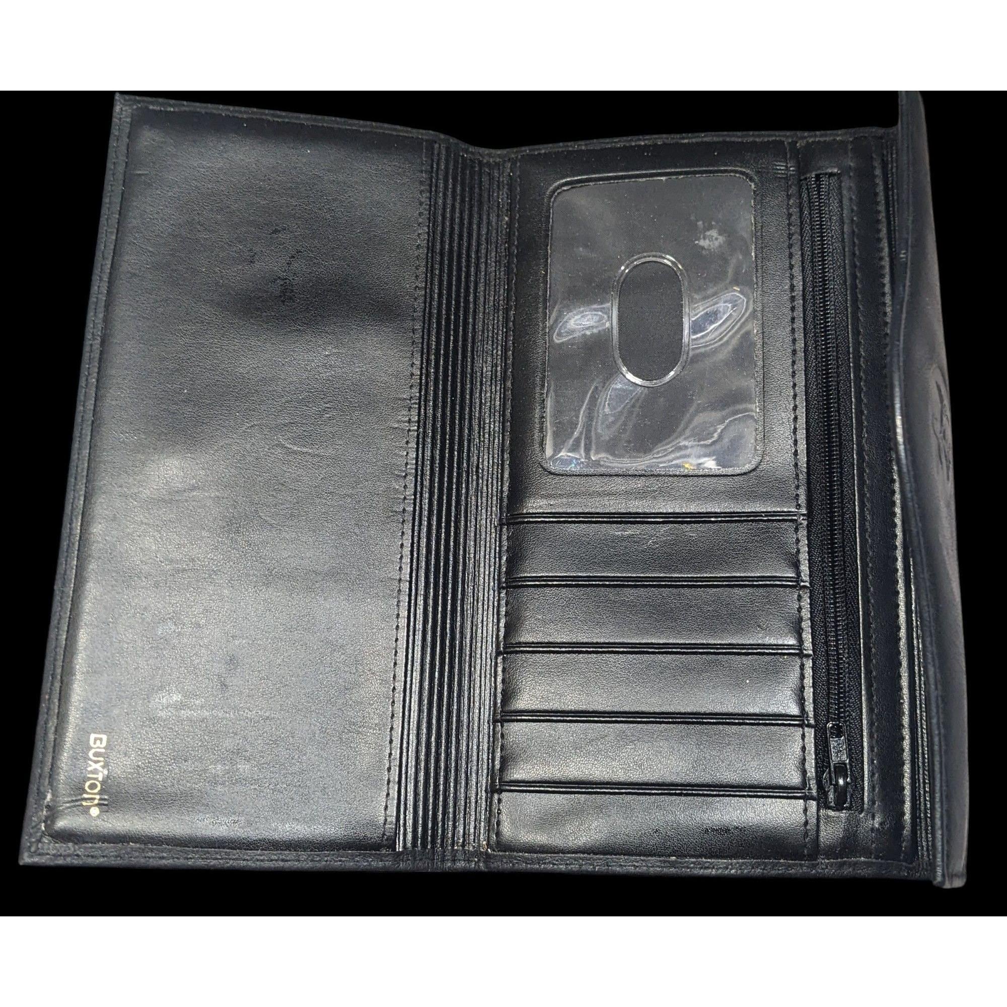 Vintage Buxton Leather Black Wallet With Attached Coin Pouch - Etsy