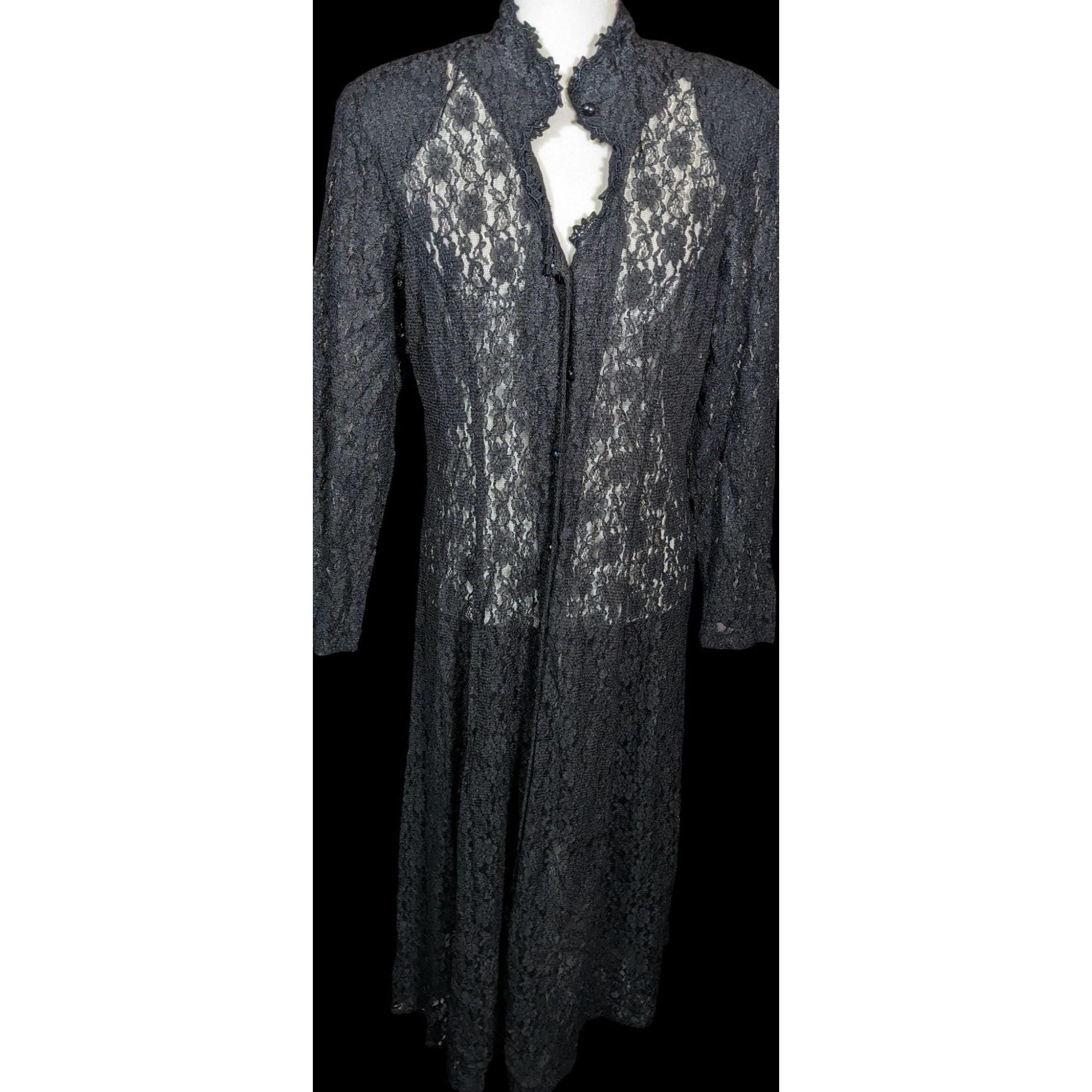 Dawn Joy Vintage 80s Gothic Floral Lace Duster - Etsy