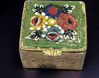 Vintage Micro Mosaic Italian Floral Pillbox