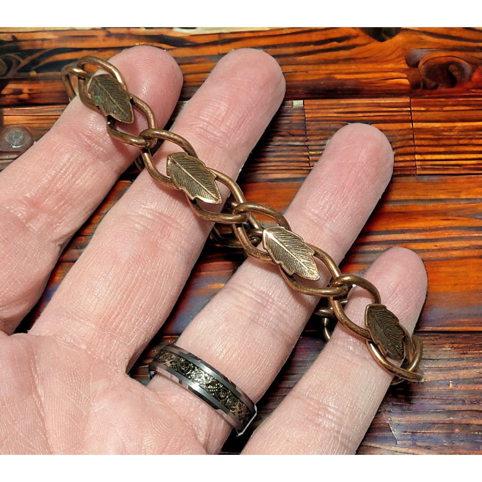 Vintage 1950s Copper Leaf Link Bracelet - Etsy Finland