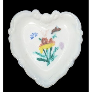 Hand Painted Milk Glass Trinket DIsh