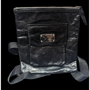 Vintage Designer Italian Leather Black Crossbody Bag