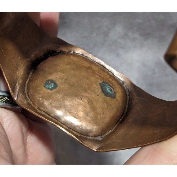 Lapis Lazuli Copper Engraved Cuff Bracelet - image 5