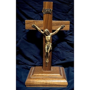 Vintage Jesus Wooden Standing Cross
