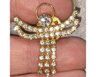 Vintage Rhinestone Guardian Angel Pin