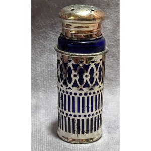 Vintage Rogers Silver Plate Cobalt Glass Salt Shaker