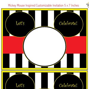 Mickey Mouse Themed Party Invitations and Thank You Cards