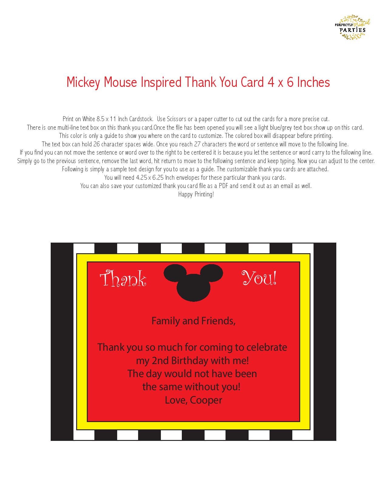 Mickey Mouse Themed Party Invitations and Thank You Cards - Etsy