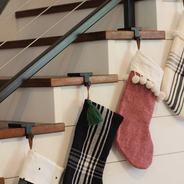 Black Iron Metal Christmas Stocking Holder, Stocking Hanger, Mantel Stocking Hanger, Mantel Hook, Shelf Hanger