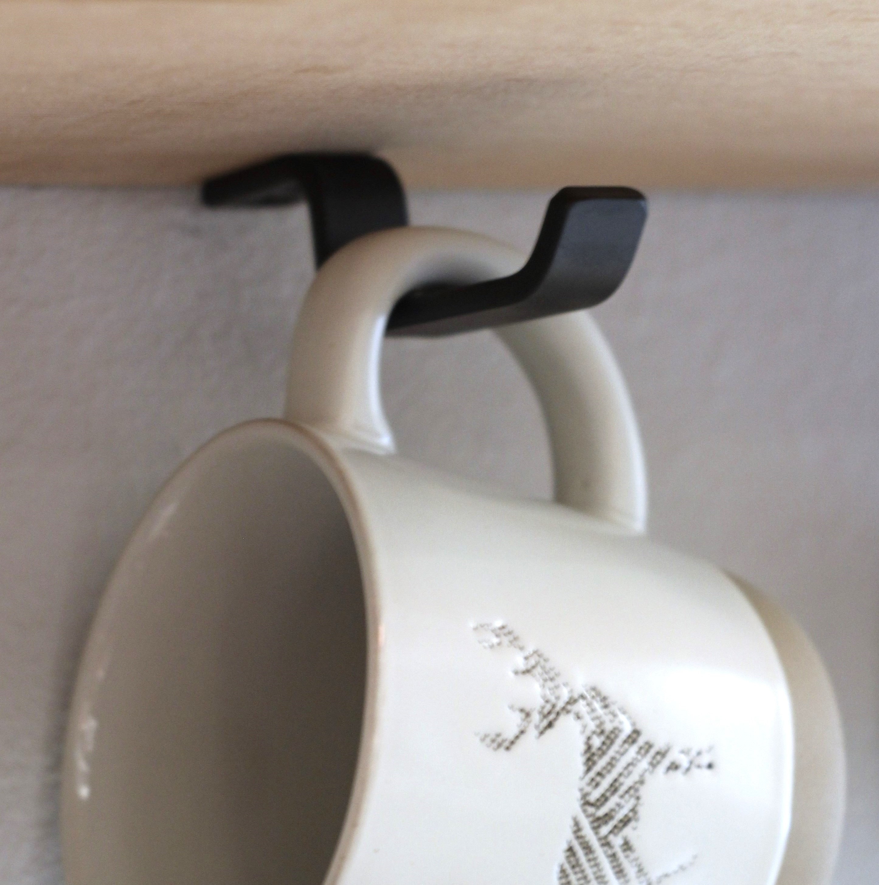 Coffee Cup Hook, Under Shelf Black Metal Hook, Rustic Under Counter Hook,  Fathers Day Mug Holder, Coffee Bar Cabinet 