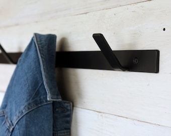 Coat Rack wall mount Black Metal coat rack towel hook bag rack mudroom hooks bathroom towel hooks - hardware included