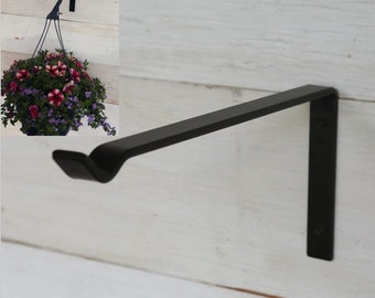 Metal Flower Basket Hanger in Black - Flower Pot Hanging Bracket - Hardware Included