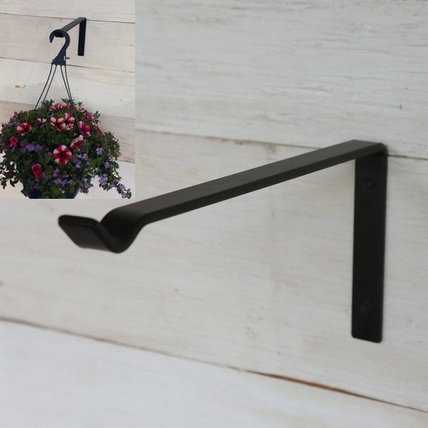 Metal Flower Basket Hanger in Black - Flower Pot Hanging Bracket - Hardware Included