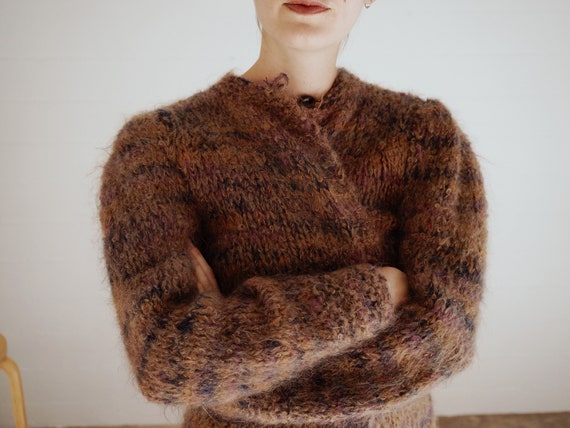 Vintage Handmade Mohair Duster // Handknit Puff Sl