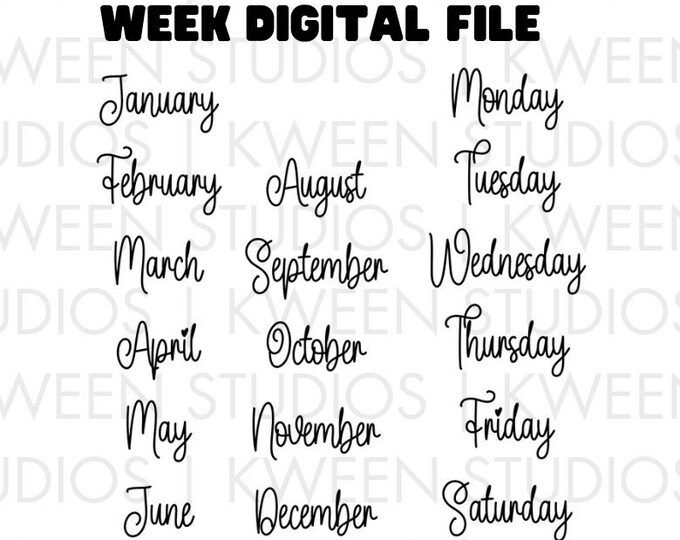 Months of the Year SVG PNG| Planner Vinyl Cut File | Calendar Cricut ...