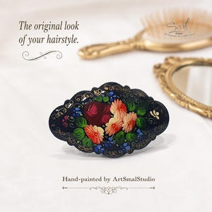 Russian Hand Painted Hair Barrette - Etsy display picture 3