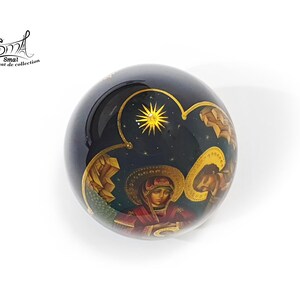 Easter Wooden Egg on a Stand, Nativity Scene, Orthodox Russian Icon, Hand-Painted