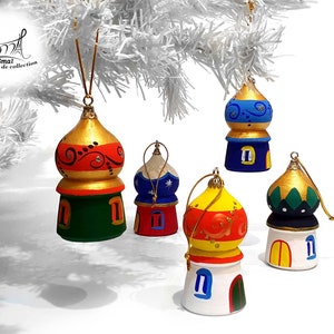 Russian Orthodox Church Christmas Tree Ornaments, Hand-painted Wooden Christmas Baubles, Holiday Decorations for Tree and Table. Ref:SND5