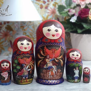 Firebird Matryoshka – Hand-Painted Russian Nesting Dolls, Fairy Tale Collectible Gift, Slavic Folk Art, Handmade Home Decor
