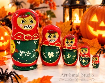 Matrioshka Russian Nesting Dolls Halloween 5 Pieces. - Etsy