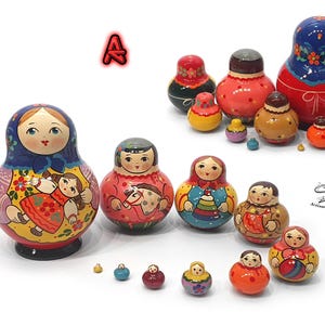 Matriochka traditionnelle en bois peinte à la main, 13 cm, ensemble de 10 poupées gigognes aux motifs enfantins colorés, artisanat russe