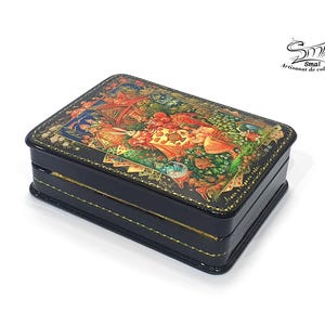 Alice au Pays des Merveilles Boîte à bijoux russe laquée Coffret de collection miniature
