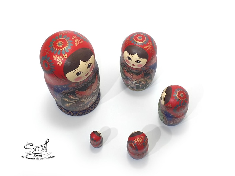 Firebird Matryoshka – Hand-Painted Russian Nesting Dolls, Fairy Tale Collectible Gift, Slavic Folk Art, Handmade Home Decor
