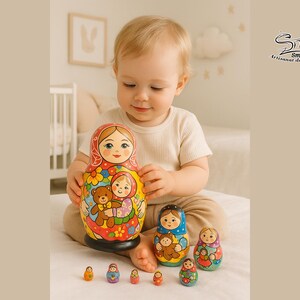 Poupées gigognes Matriochka pour enfants, ours et poupée en chiffon, jouet éducatif en bois, jouet Montessori, décor chambre enfant.
