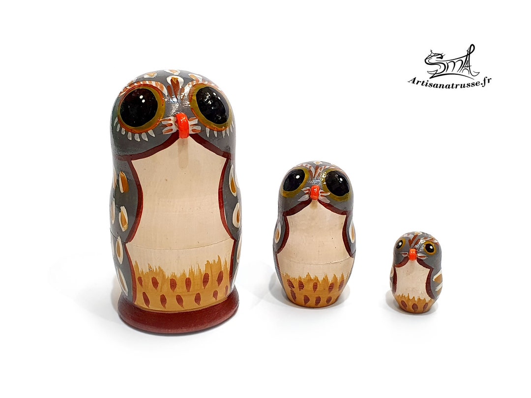 Matryoshka Russian Nesting Dolls 3 Owls. Matryoshka Animals Nesting