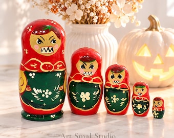 Matrioshka Russian Nesting Dolls Halloween 5 Pieces. - Etsy