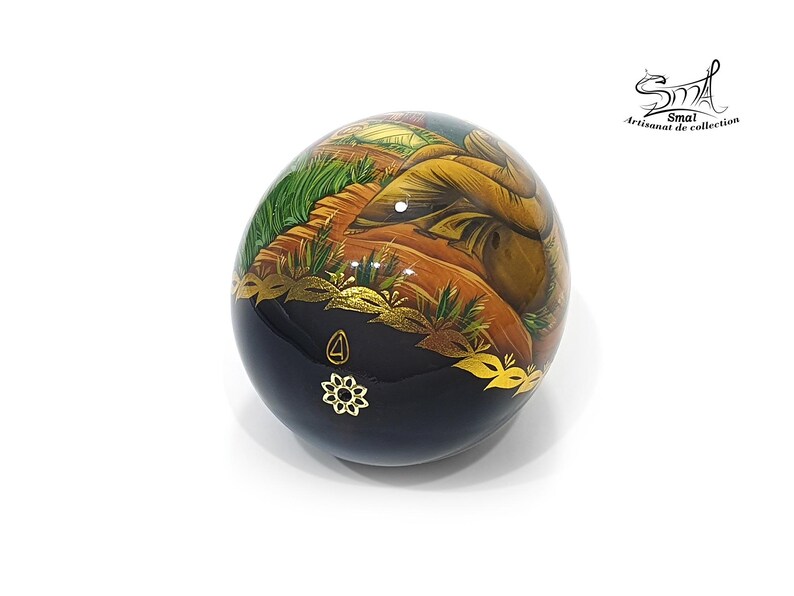 Easter Wooden Egg on a Stand, Nativity Scene, Orthodox Russian Icon, Hand-Painted