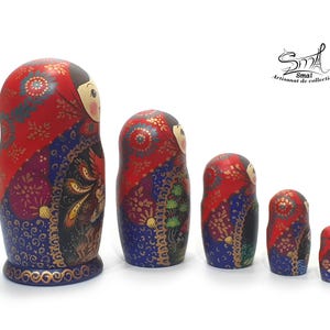 Firebird Matryoshka – Hand-Painted Russian Nesting Dolls, Fairy Tale Collectible Gift, Slavic Folk Art, Handmade Home Decor