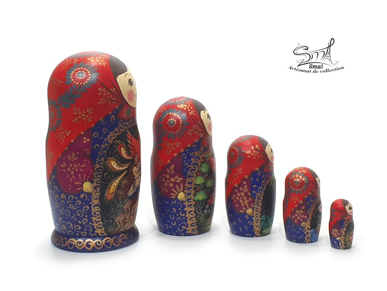 Firebird Matryoshka – Hand-Painted Russian Nesting Dolls, Fairy Tale Collectible Gift, Slavic Folk Art, Handmade Home Decor
