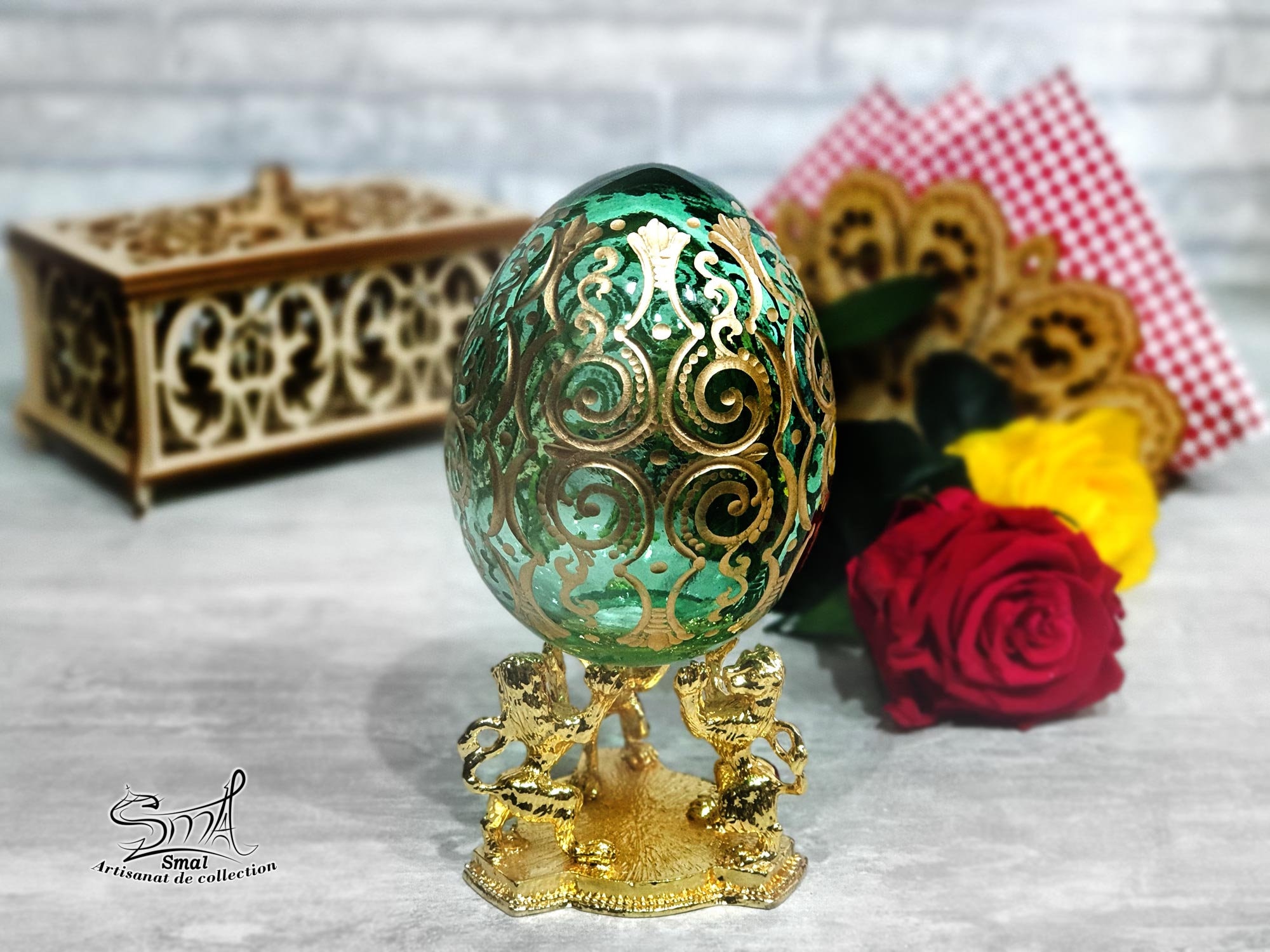 Glass Egg Faberger Style Crystal Saint Petersburg Russia. Russian