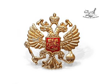 Insigne Militaire Russe Ecusson Aigle à Deux Têtes Badge Armée de chapeau. Cap Hat cockade pin badge double-headed eagle. Réf:OM30A