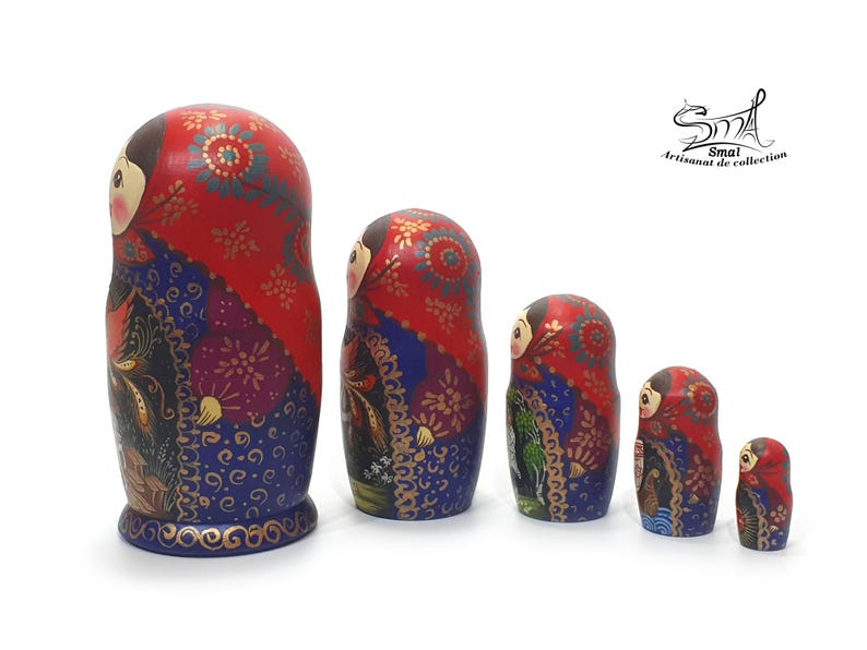 Firebird Matryoshka – Hand-Painted Russian Nesting Dolls, Fairy Tale Collectible Gift, Slavic Folk Art, Handmade Home Decor