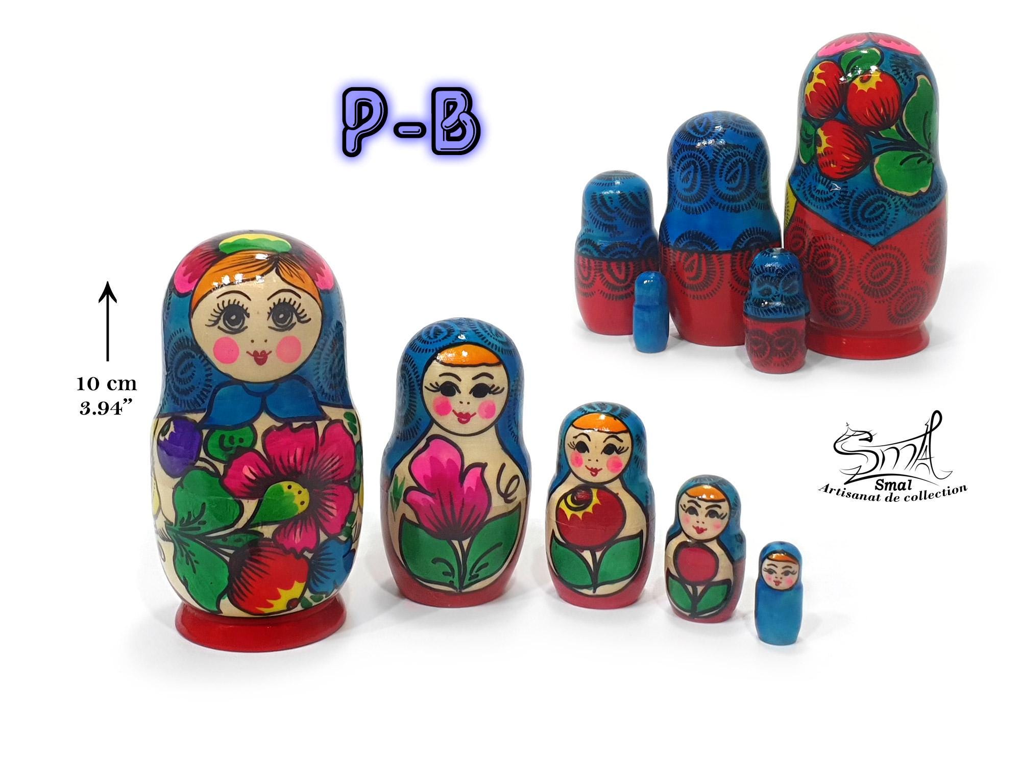 Ensemble de 7 poupées gigognes en bois Daruma vintage : Kokeshi japonaises - France