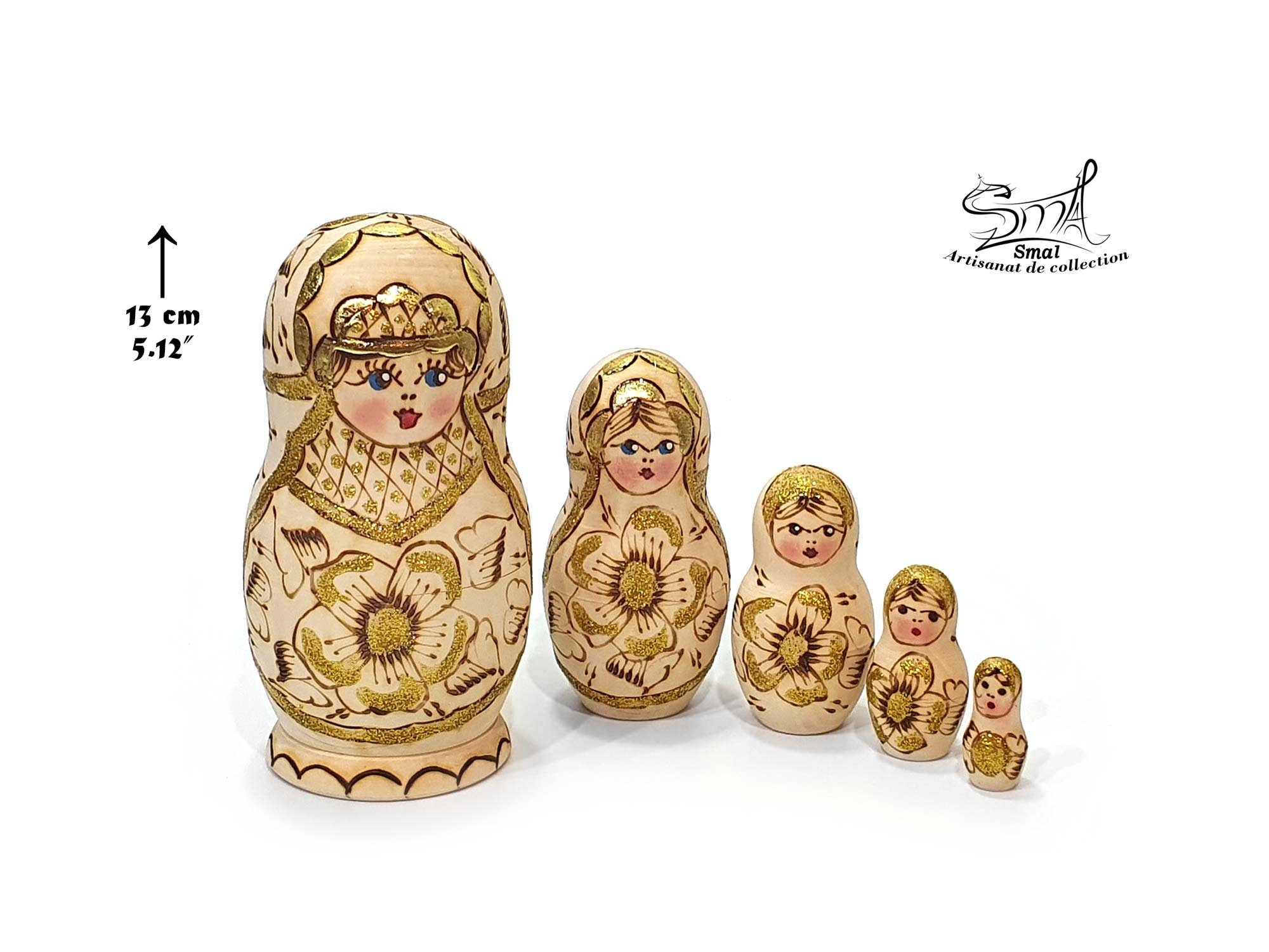 matryoshka / Laideronnette＜ゴールドカラーヴァイナル＞ Wood Burnt Matryoshka Russian Nesting Doll With Flowers