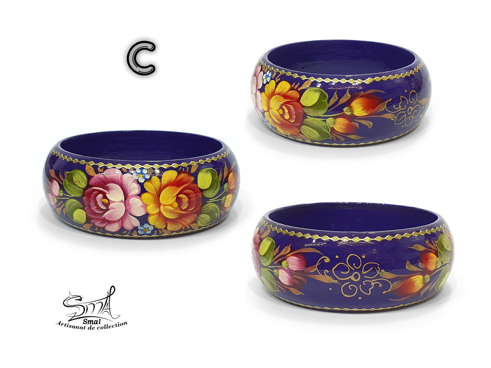 Bracelet En Bois Fantaisie - Artiste Sviridova - Bijou Neuf Avec étiquettes