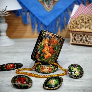 Alice au Pays des Merveilles Boîte à bijoux russe laquée Coffret de collection miniature