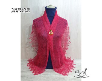 Orenburgse sjaal/stola van angora geitendons, handgebreid, ideaal voor bruiloften, speciale gelegenheden en elegante momenten. VTR12B5J