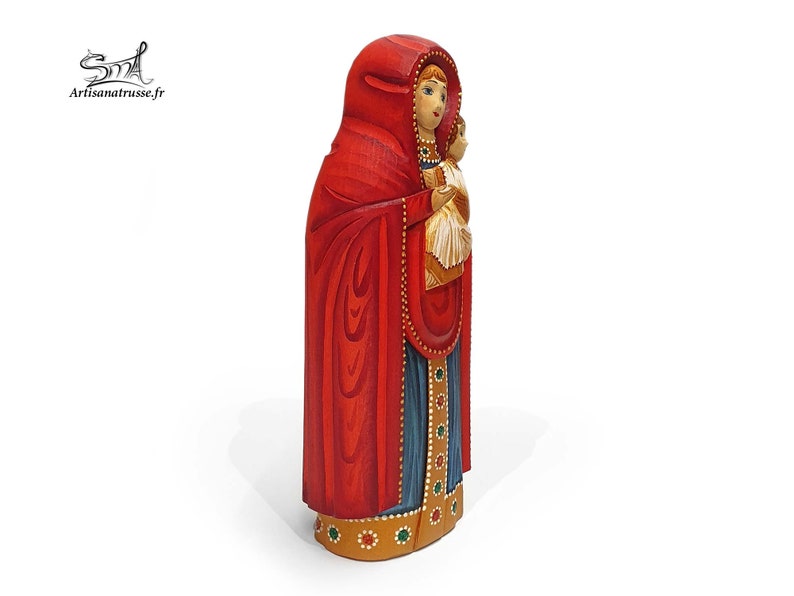 Religious statuette Virgin Mary Child Jesus carved and image 4