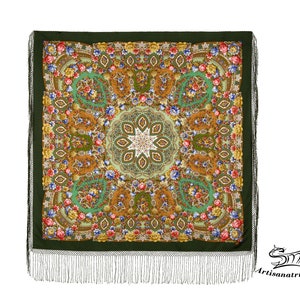 Luxury Russian Authentic Original Pavlovo Posad Shawl Scarf 100% Wool. Authentic Russian Shawl Scarf Pavlovsky Possad wool. Ref:148S5C
