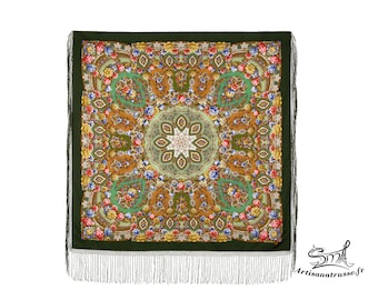 Luxe, authentieke Russische Pavlovo Posad sjaal, 100% wol. Authentieke Russische Pavlovo Possad wollen sjaal. Ref: 148S5C