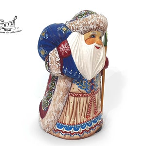 Wooden Carved Santa Claus Christmas tree ornaments Ded Moroz Père Noël Saint-Nicolas sculpté bois sapin de Noël Nativité. Réf:PN18A3 image 7