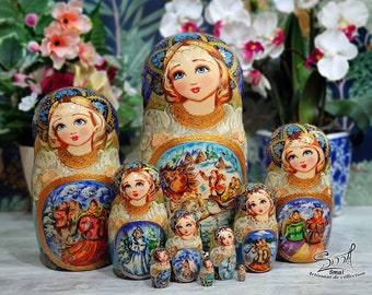 Matryoshka quality Russian doll high end scenes troika story. Matryoshka Babushka Russian Wooden nesting dolls Fairy tale. Ref:C10G5TR1