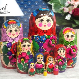 Matrioshka Russian Nesting dolls traditional classic Polkhov-Maidan 10 pieces.