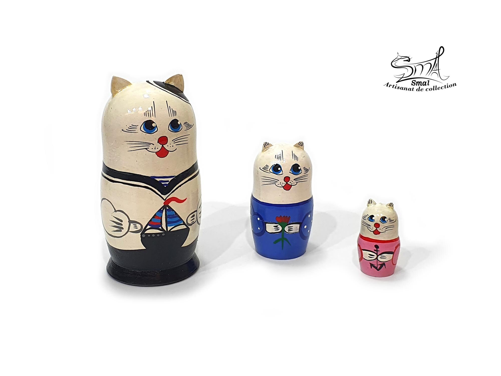 Lot De 6 Poupées Gigognes En Forme De Chat, Mignon Chaton Coloré