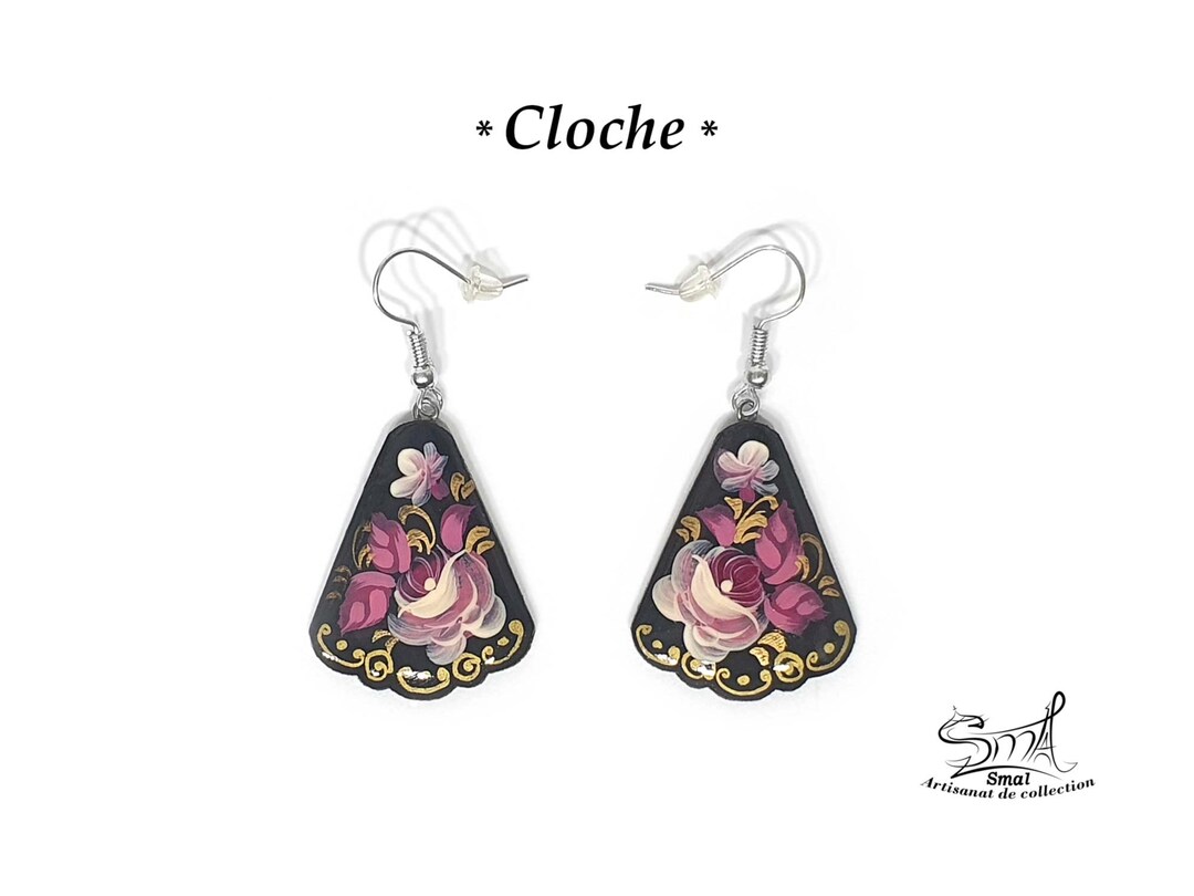 Boucles D'oreilles Pendantes Russes émaillées – Vert Et Argent – Cadeau Femme